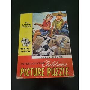 Vintage 1930s TUCO thick Piece Jigsaw Puzzle HAPPY HOURS
